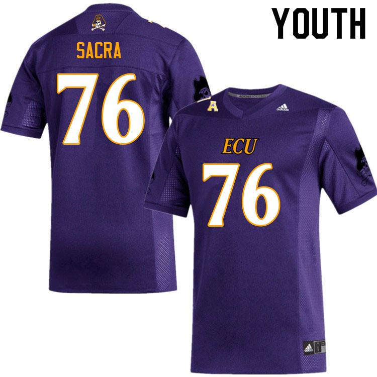 Youth #76 Jacob Sacra ECU Pirates College Football Jerseys Sale-Purple